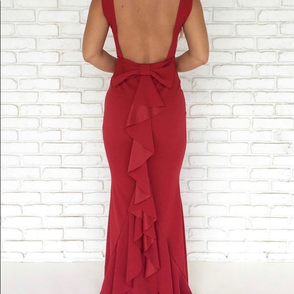 Red Bow Backless Dress